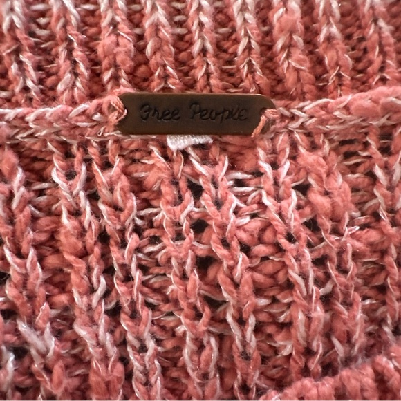 Free People Sweater Medium Pink Chunky Marled Knit Long Sleeve Pullover Dune - Picture 8 of 10